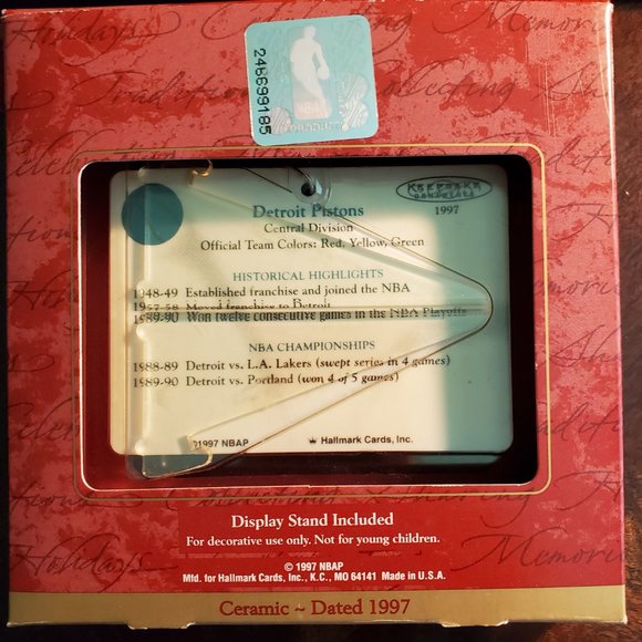 Detroit Piston NBA Collection Hallmark Keepsake Ornament 1997 - Picture 2 of 13